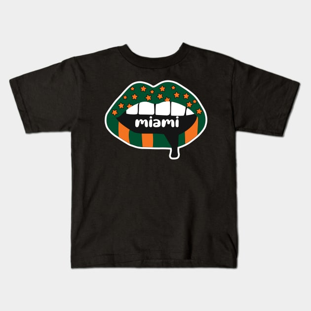 Miami Lips Kids T-Shirt by NFDesigns